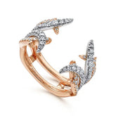 14K Two Tone Diamond Enhancer Ring Guard .59CTW